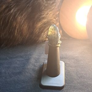 Elegant Silver & Moss Agate  Women's Ring